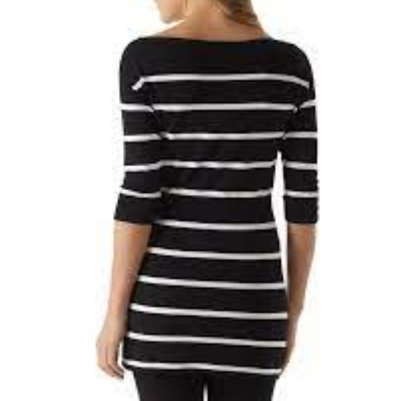 WHBM Black and White Sweater Stripe Tunic Top, Size Medium, EUC, Style 57009817 - Picture 9 of 13